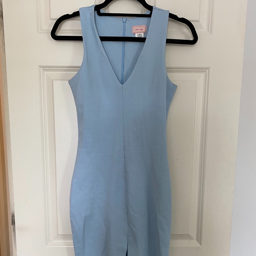 Light Blue Sleeveless Sheath Dress
